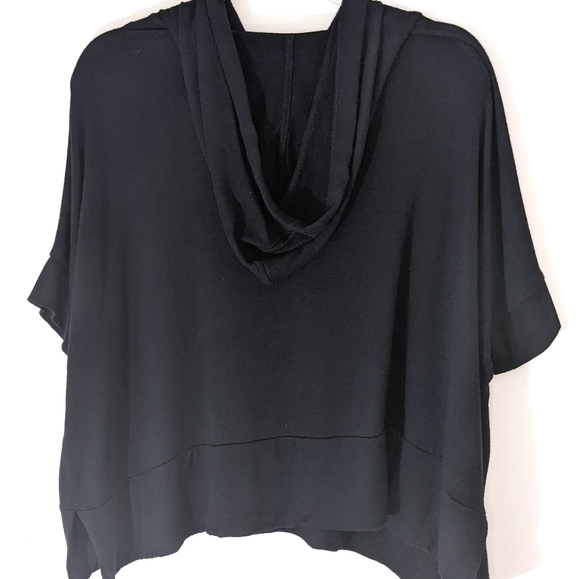 Lou & Grey Lightweight Brushmarl Short Sleeve Black Hoodie xs - Picture 2 of 6